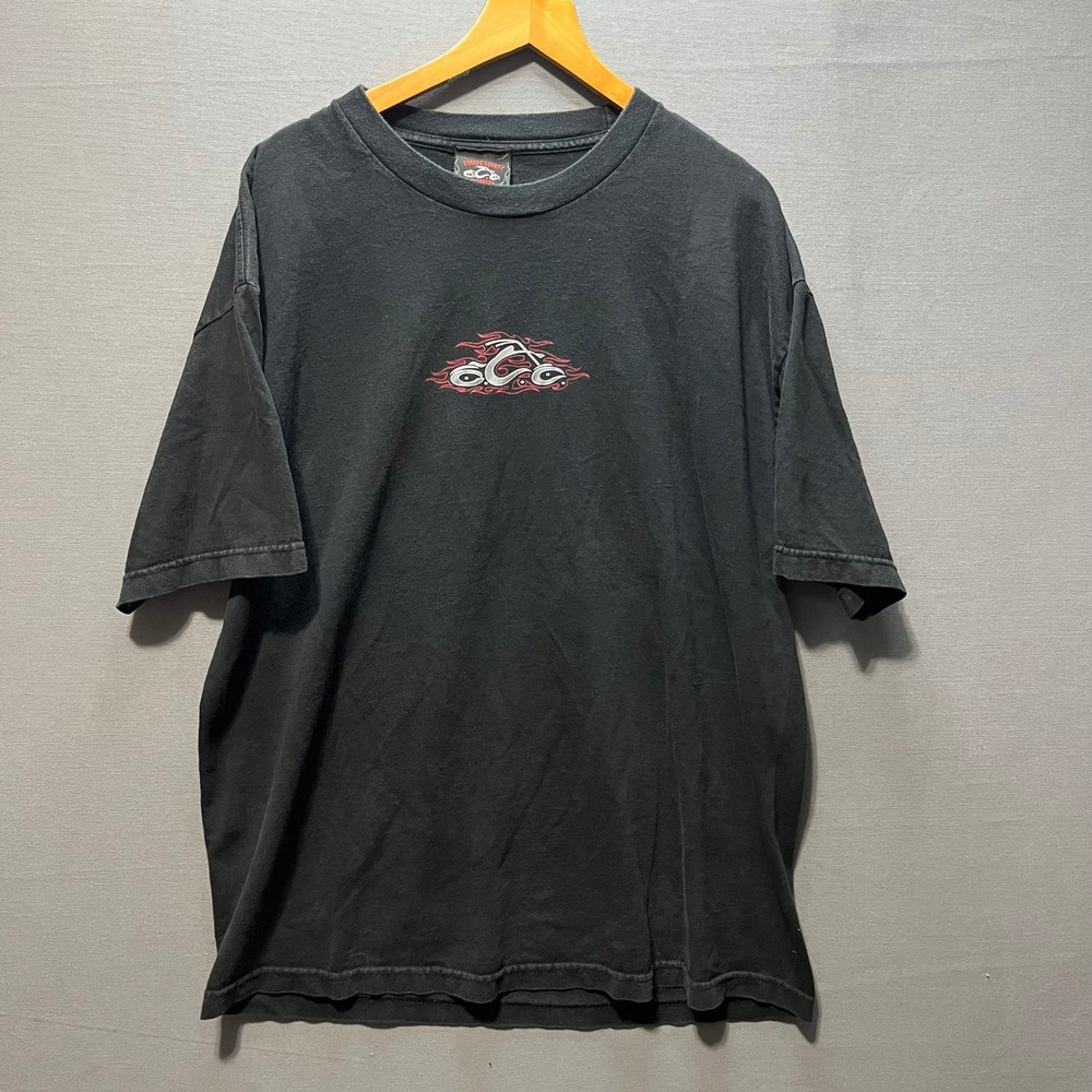 Orange County Choppers Mens XL Black Graphic T-Shirt Old School New Rules Flames